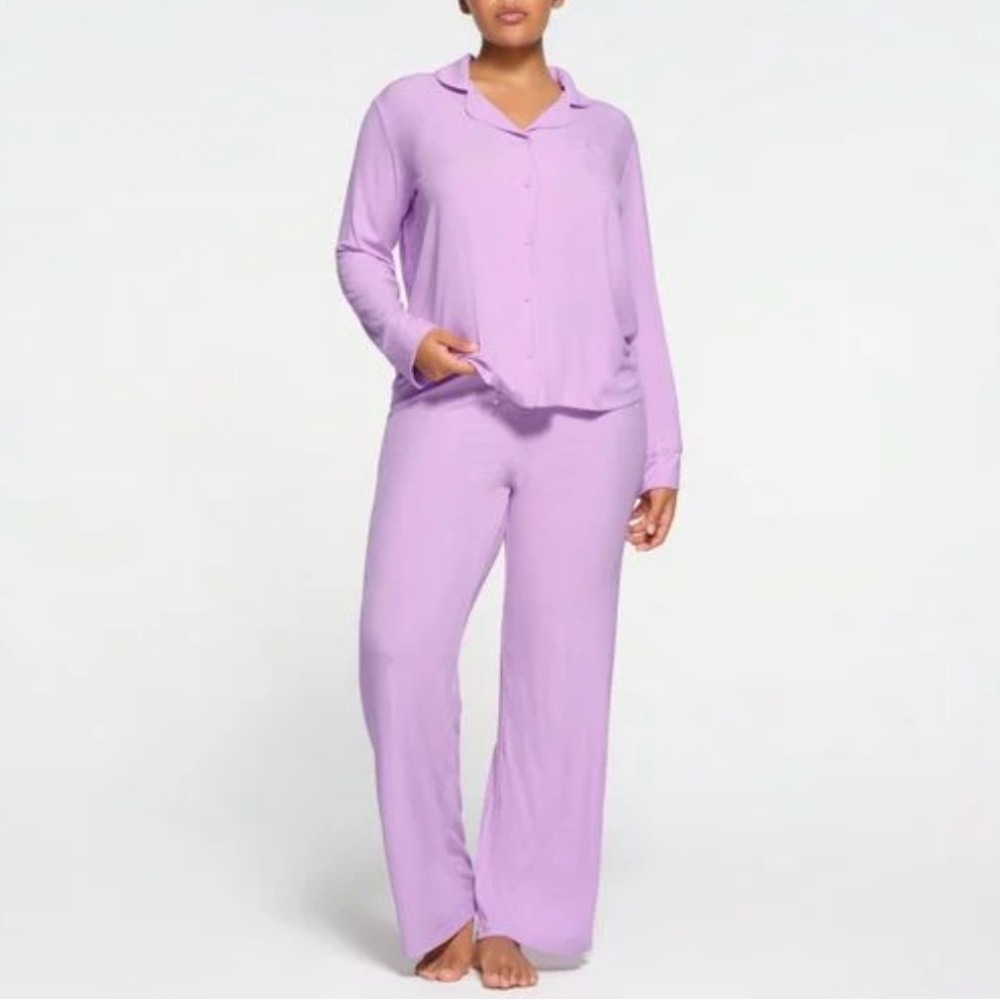 SKIMS Purple Pajama Set Cozy Knit Loungewear
